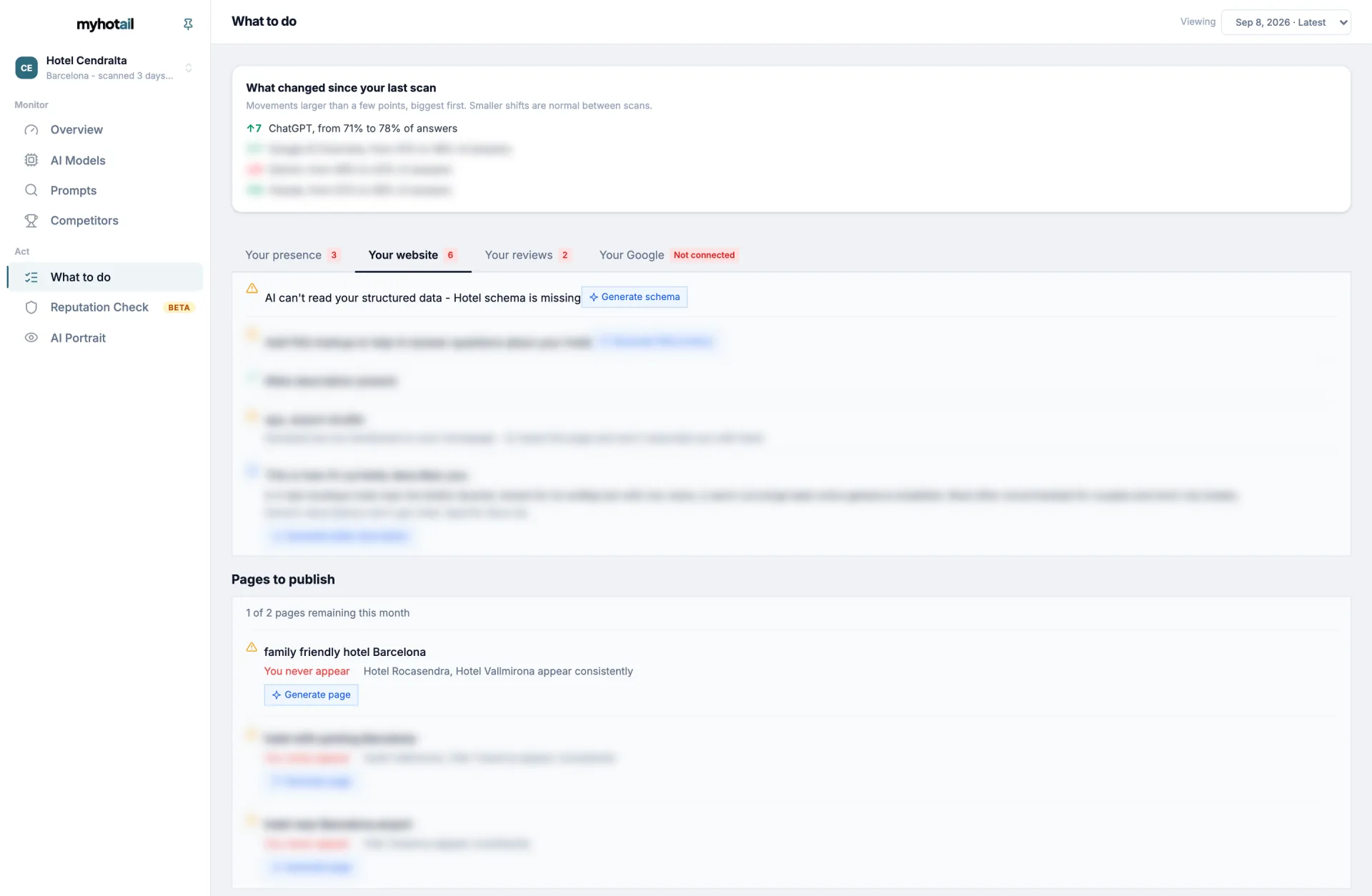 What to do: changes since your last scan and website fixes